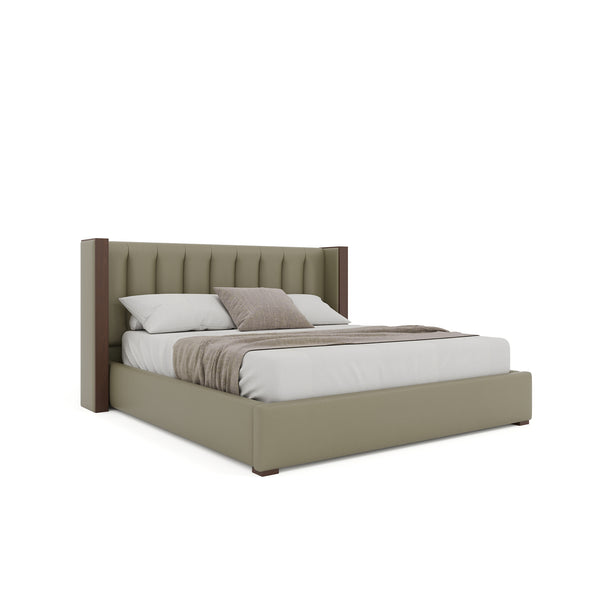 Nativa Interiors Irenne Vertical Channel Tufted Upholstered Bed Stone  Bed-irenne-vc-low-ca-vin-stone