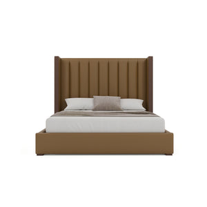 Nativa Interiors Irenne Vertical Channel Tufted Upholstered Bed Caramel  Bed-irenne-vc-mid-ca-vin-caramel