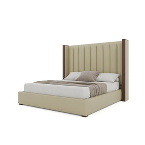 Nativa Interiors Irenne Vertical Channel Tufted Upholstered Bed Cream  Bed-irenne-vc-mid-kn-vin-cream