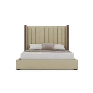 Nativa Interiors Irenne Vertical Channel Tufted Upholstered Bed Cream  Bed-irenne-vc-mid-kn-vin-cream