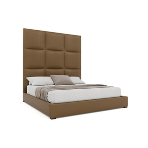 Nativa Interiors Moyra Square Tufted Upholstered Bed Caramel  Bed-moyra-sq-hi-qn-vin-caramel
