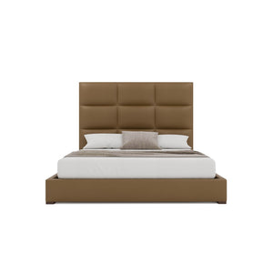 Nativa Interiors Moyra Square Tufted Upholstered Bed Caramel  Bed-moyra-sq-mid-qn-vin-caramel