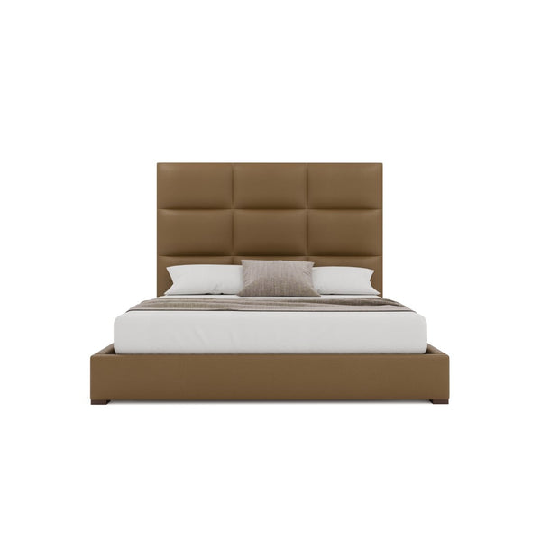 Nativa Interiors Moyra Square Tufted Upholstered Bed Caramel  Bed-moyra-sq-mid-qn-vin-caramel