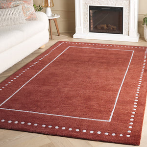 Safavieh Bella Hand‑Tufted Wool Rug In Rich Red With Ivory Border — Plush 3/8" Pile, Timeless Geometric Style 6'-0" x 9'-0" BEL151Q-6