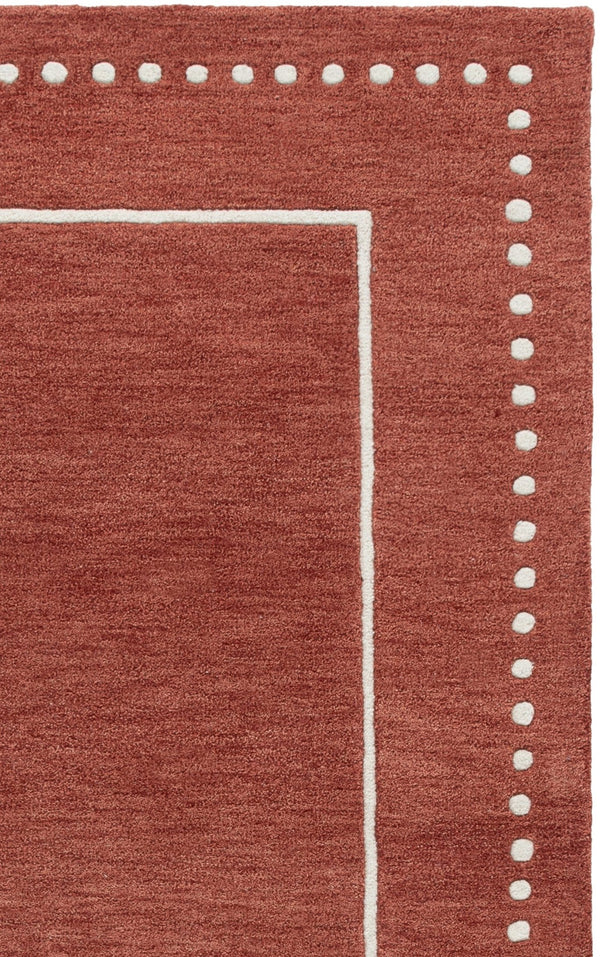 Safavieh Bella Hand-Tufted Wool Round Rug In Red With Ivory Border — 3/8" Low Pile, Geometric Accent Piece 5'-0" x 5'-0" BEL151Q-5R