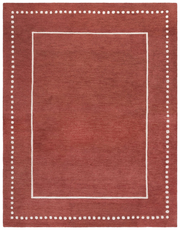 Safavieh Bella Hand‑Tufted Wool Rug In Rich Red With Ivory Border — Plush 3/8" Pile, Timeless Geometric Style 6'-0" x 9'-0" BEL151Q-6