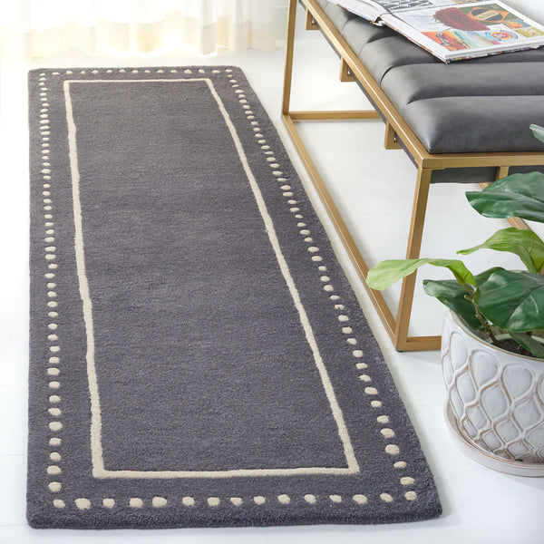 Safavieh Bella Hand-tufted Wool Area Rug - Timeless Elegance In Dark Grey With Ivory Trim For Any Space Dark Grey ,Ivory Wool Bel151x-7r