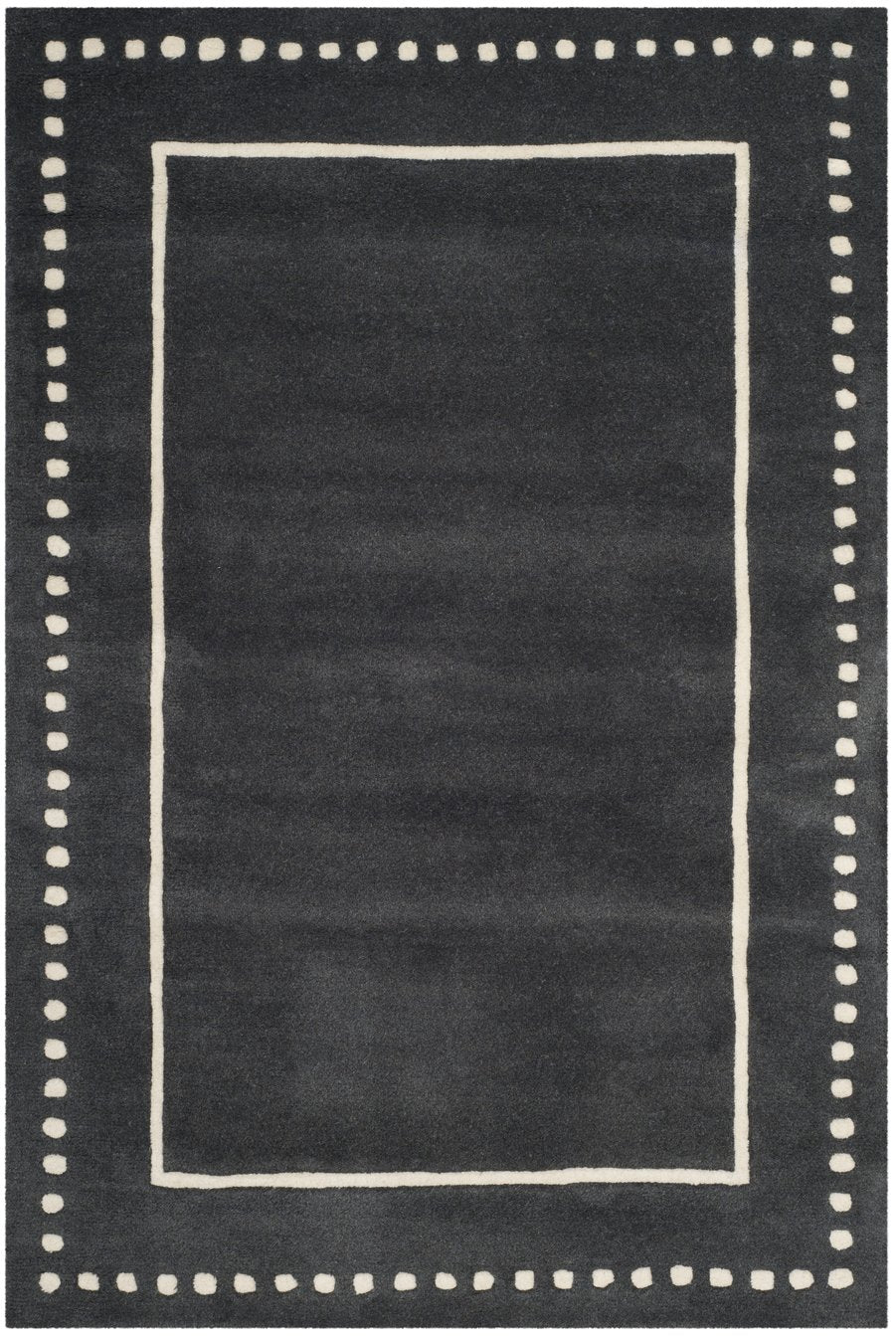 Safavieh Bella Hand-tufted Wool Area Rug - Timeless Elegance In Dark Grey With Ivory Trim For Any Space Dark Grey ,Ivory Wool Bel151x-7r
