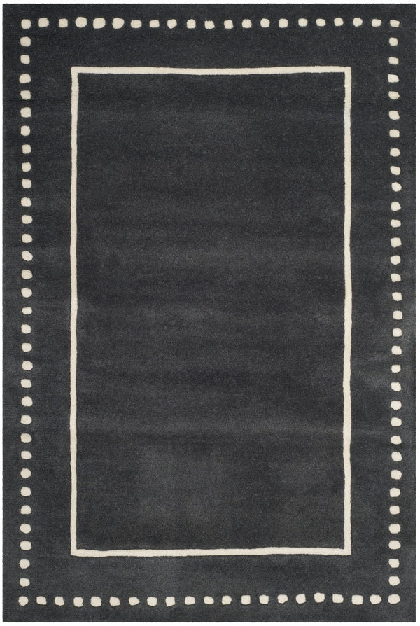 Safavieh Bella Hand-tufted Wool Area Rug - Timeless Elegance In Dark Grey With Ivory Trim For Any Space Dark Grey ,Ivory Wool Bel151x-7r