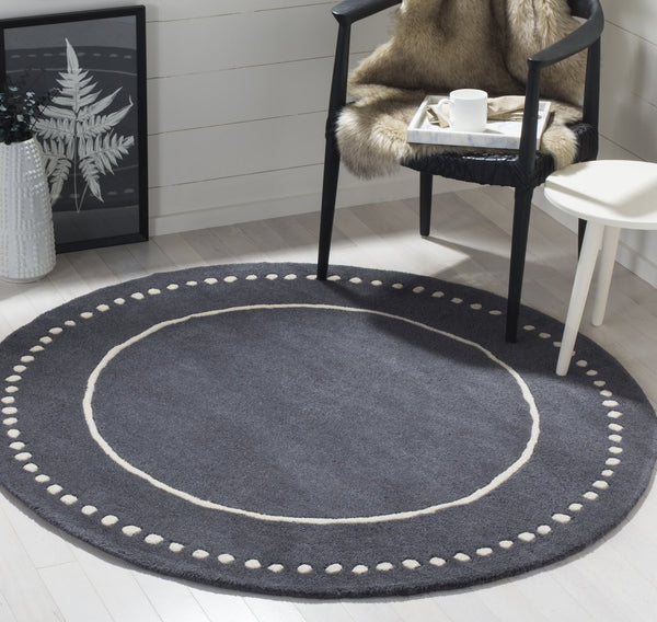 Safavieh Bella Hand-tufted Wool Area Rug - Timeless Elegance In Dark Grey With Ivory Trim For Any Space Dark Grey ,Ivory Wool Bel151x-7r