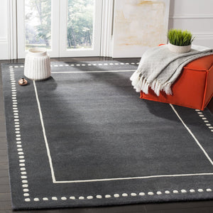 Safavieh Bella Hand-tufted Wool Area Rug - Timeless Elegance In Dark Grey With Ivory Trim For Any Space Dark Grey ,Ivory Wool Bel151x-7r