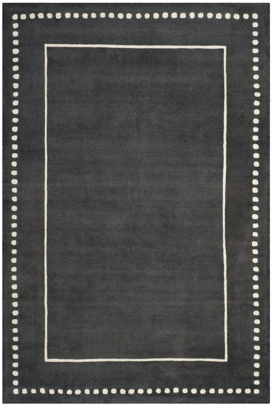 Safavieh Bella Hand-tufted Wool Area Rug - Timeless Elegance In Dark Grey With Ivory Trim For Any Space Dark Grey ,Ivory Wool Bel151x-7r
