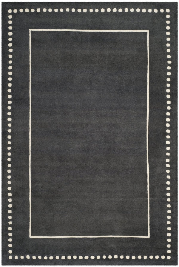 Safavieh Bella Hand-tufted Wool Area Rug - Timeless Elegance In Dark Grey With Ivory Trim For Any Space Dark Grey ,Ivory Wool Bel151x-7r