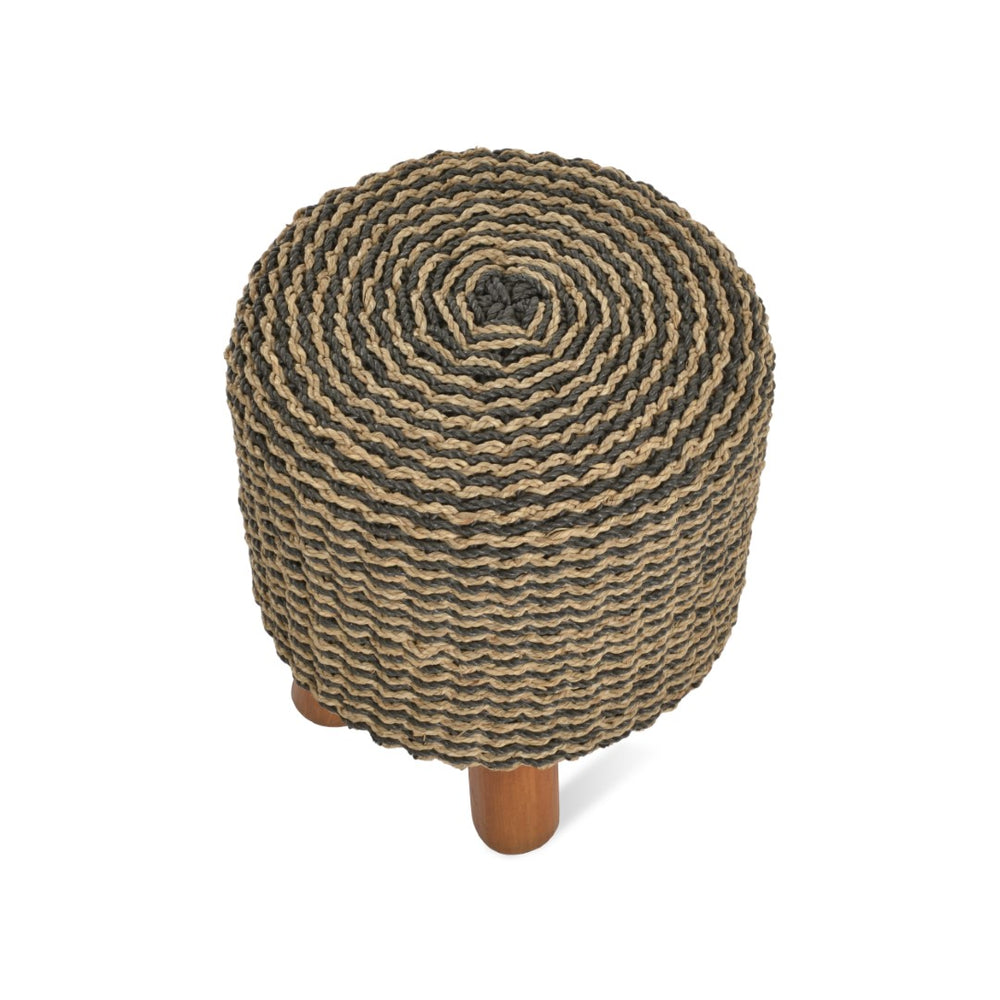 Soho Concept Belek Pouf - Versatile Knitted Foam Stool With Seagrass Rope & Teak Wood Legs For Indoor/Outdoor Use   Soho-concept-dining-chair-14038