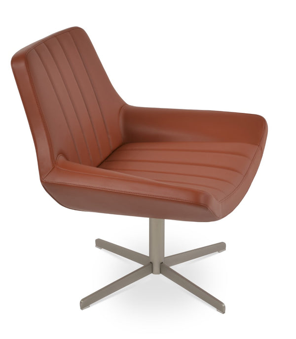 Soho Concept Bottega Lounge Chair With Leatherette Finish - 2 Year Guarantee, Soft Chrome Frame, Elegant White Cinnamon  Soho-concept-dining-chair-12856