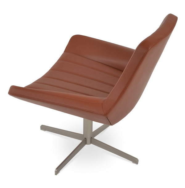 Soho Concept Bottega Lounge Chair With Leatherette Finish - 2 Year Guarantee, Soft Chrome Frame, Elegant White Cinnamon  Soho-concept-dining-chair-12857