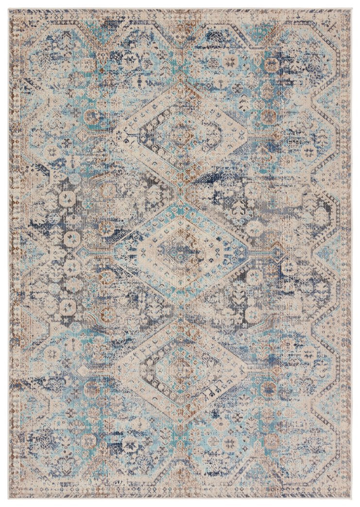 Jaipur Living Bequest Marquess Beq03 Powerloomed Machinemade 100% Polypropylene Geometric/Abstract Medallion Outdoor Rug Blue, Tan 100% Polypropylene Rug157213