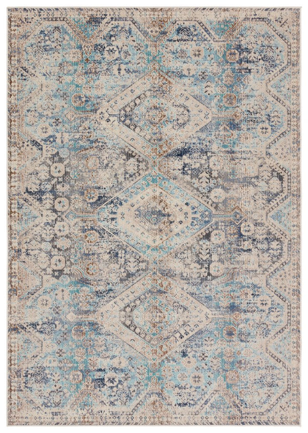 Jaipur Living Bequest Marquess Beq03 Powerloomed Machinemade 100% Polypropylene Geometric/Abstract Medallion Outdoor Rug Blue, Tan 100% Polypropylene Rug157213
