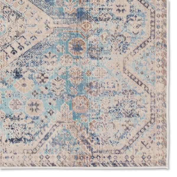 Jaipur Living Bequest Marquess Beq03 Powerloomed Machinemade 100% Polypropylene Geometric/Abstract Medallion Outdoor Rug Blue, Tan 100% Polypropylene Rug157213