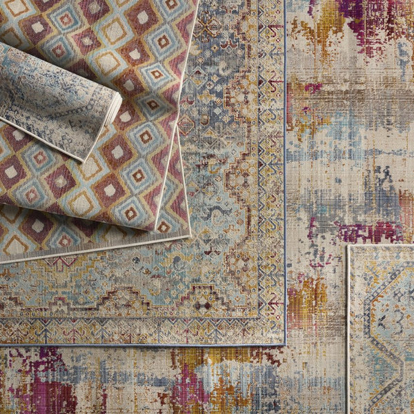 Jaipur Living Bequest Marquess Beq03 Powerloomed Machinemade 100% Polypropylene Geometric/Abstract Medallion Outdoor Rug Blue, Tan 100% Polypropylene Rug157213