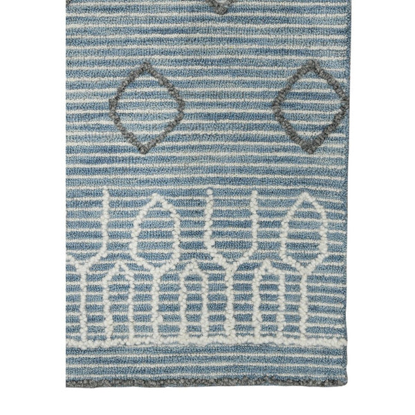 Amer Rugs Berlin Farmhouse Geometric Hand-hooked Wool Area Rug – Trendy Style For Timeless Home Elegance Blue,White Wool Ber10203