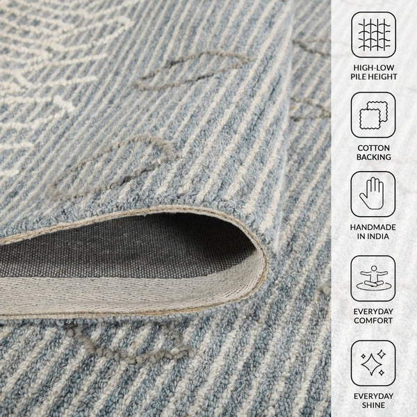 Amer Rugs Berlin Farmhouse Geometric Hand-hooked Wool Area Rug – Trendy Style For Timeless Home Elegance Blue,White Wool Ber10203