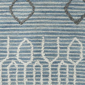 Amer Rugs Berlin Farmhouse Geometric Hand-hooked Wool Area Rug – Trendy Style For Timeless Home Elegance Blue,White Wool Ber10203