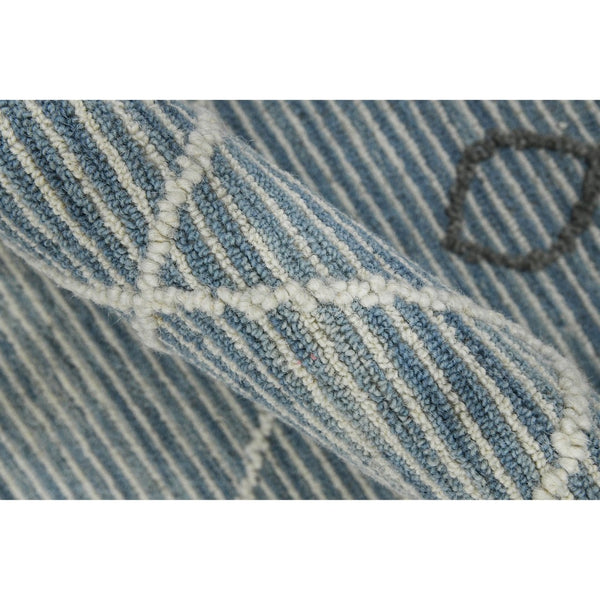 Amer Rugs Berlin Farmhouse Geometric Hand-hooked Wool Area Rug – Trendy Style For Timeless Home Elegance Blue,White Wool Ber10203