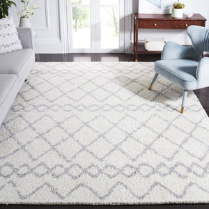 Safavieh Berber Shag Ivory Diamond Jute Blend Plush Area Rug for Living and Dining Rooms BER165F-10