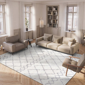 Safavieh Berber Shag Ivory Diamond Jute Blend Plush Area Rug for Living and Dining Rooms BER165F-10