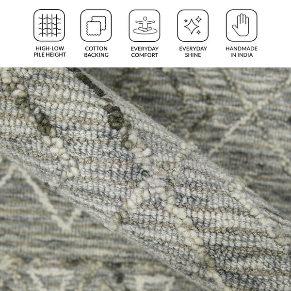 Amer Rugs Berlin Farmhouse Geometric Hand-hooked Wool Area Rug – Trendy Style For Timeless Home Elegance Gray Wool Ber20203