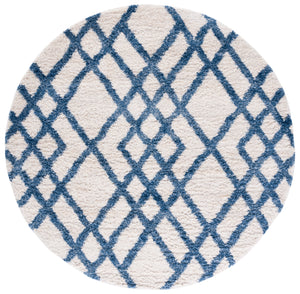 Safavieh Berber Luxurious Shag Rug With Timeless Diamond Pattern For Elegant Living Spaces And Cozy Nooks Ivory ,Blue Polypropylene Ber214b-24