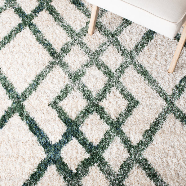 Safavieh Berber Shag 214c - Luxurious Polypropylene Area Rug For Cozy Spaces With Elegant Ivory And Green Hues Ivory ,Green Polypropylene Ber214c-2