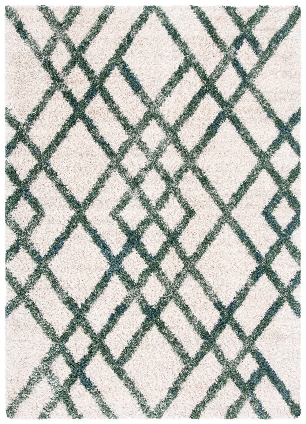 Safavieh Berber Shag 214c - Luxurious Polypropylene Area Rug For Cozy Spaces With Elegant Ivory And Green Hues Ivory ,Green Polypropylene Ber214c-2