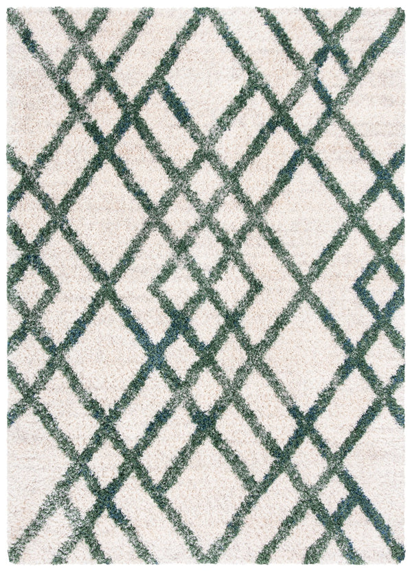 Safavieh Berber Shag 214c - Luxurious Polypropylene Area Rug For Cozy Spaces With Elegant Ivory And Green Hues Ivory ,Green Polypropylene Ber214c-2