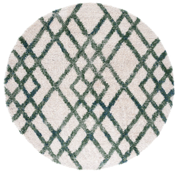 Safavieh Berber Shag Runner 2X6 Ivory Green Plush 1-1/8" Pile Power-Loomed Turkey Durable Polypropylene Elegance BER214C-26