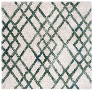 Safavieh Berber Shag 214c - Luxurious Polypropylene Area Rug For Cozy Spaces With Elegant Ivory And Green Hues Ivory ,Green Polypropylene Ber214c-2