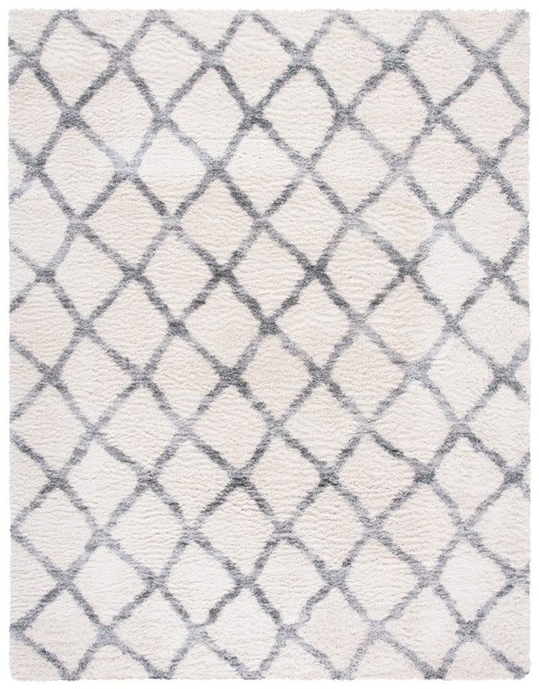 Safavieh Berber Shag Diamond Trellis Polypropylene Rug Plush Ivory Grey Living Room Floor BER215B-8