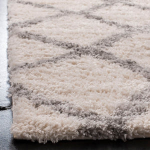 Safavieh Berber Shag Diamond Trellis Polypropylene Rug Plush Ivory Grey Living Room Floor BER215B-8