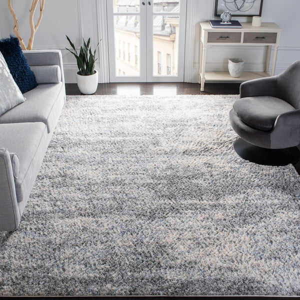 Safavieh Berber Shag Area Rug - Luxurious Power Loomed Design For Cozy Elegance In Any Living Space Grey Blue ,Cream Polypropylene Ber219g-68ov