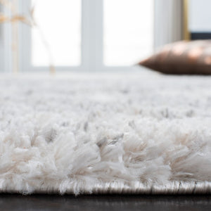Safavieh Berber Shag Plush Ivory Grey Power Loomed Polypropylene Rug for Cozy Living Spaces BER272A-4SQ