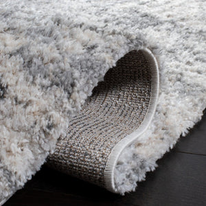 Safavieh Berber Shag Plush Ivory Grey Power Loomed Polypropylene Rug for Cozy Living Spaces BER272A-4SQ