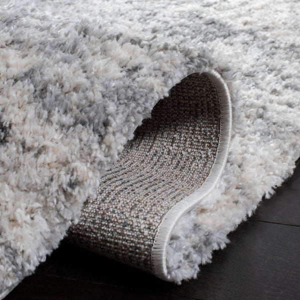 Safavieh Berber Shag Plush Ivory Grey Power Loomed Polypropylene Rug for Cozy Living Spaces BER272A-4SQ