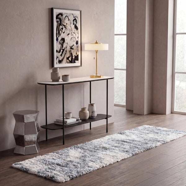 Safavieh Berber Shag Polypropylene Runner Soft Ivory Grey Pile for Hallways and Entryways 2' x 16' BER273A-216