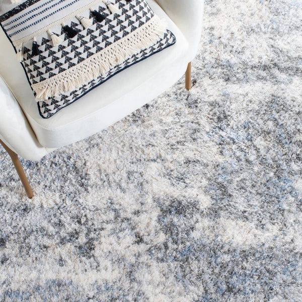 Safavieh Berber Shag Deep Pile Polypropylene Rug for Living Room Bedroom Soft Neutral Texture Ivory Grey Square BER274A-5SQ
