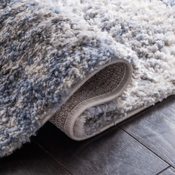 Safavieh Berber Shag Polypropylene Runner Rug Ivory Blue Plush Pile for Hallway Entryway 2' x 14' BER274B-214