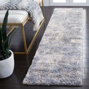 Safavieh Berber Shag Polypropylene Runner Rug Ivory Blue Plush Pile for Hallway Entryway 2' x 14' BER274B-214