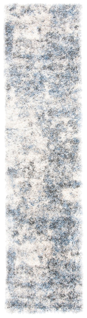 Safavieh Berber Shag Polypropylene Runner Rug Ivory Blue Plush Pile for Hallway Entryway 2' x 14' BER274B-214