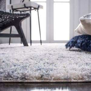 Safavieh Berber Shag Polypropylene Runner Rug Ivory Blue Plush Pile for Hallway Entryway 2' x 16' BER274B-216