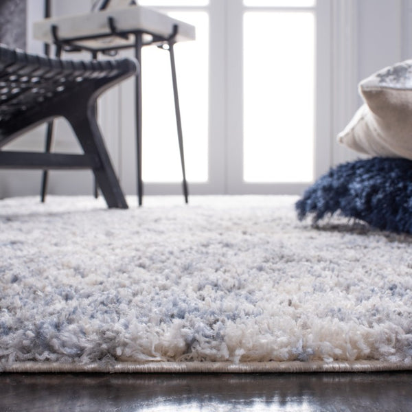 Safavieh Berber Shag Polypropylene Runner Rug Ivory Blue Plush Pile for Hallway Entryway 2' x 16' BER274B-216